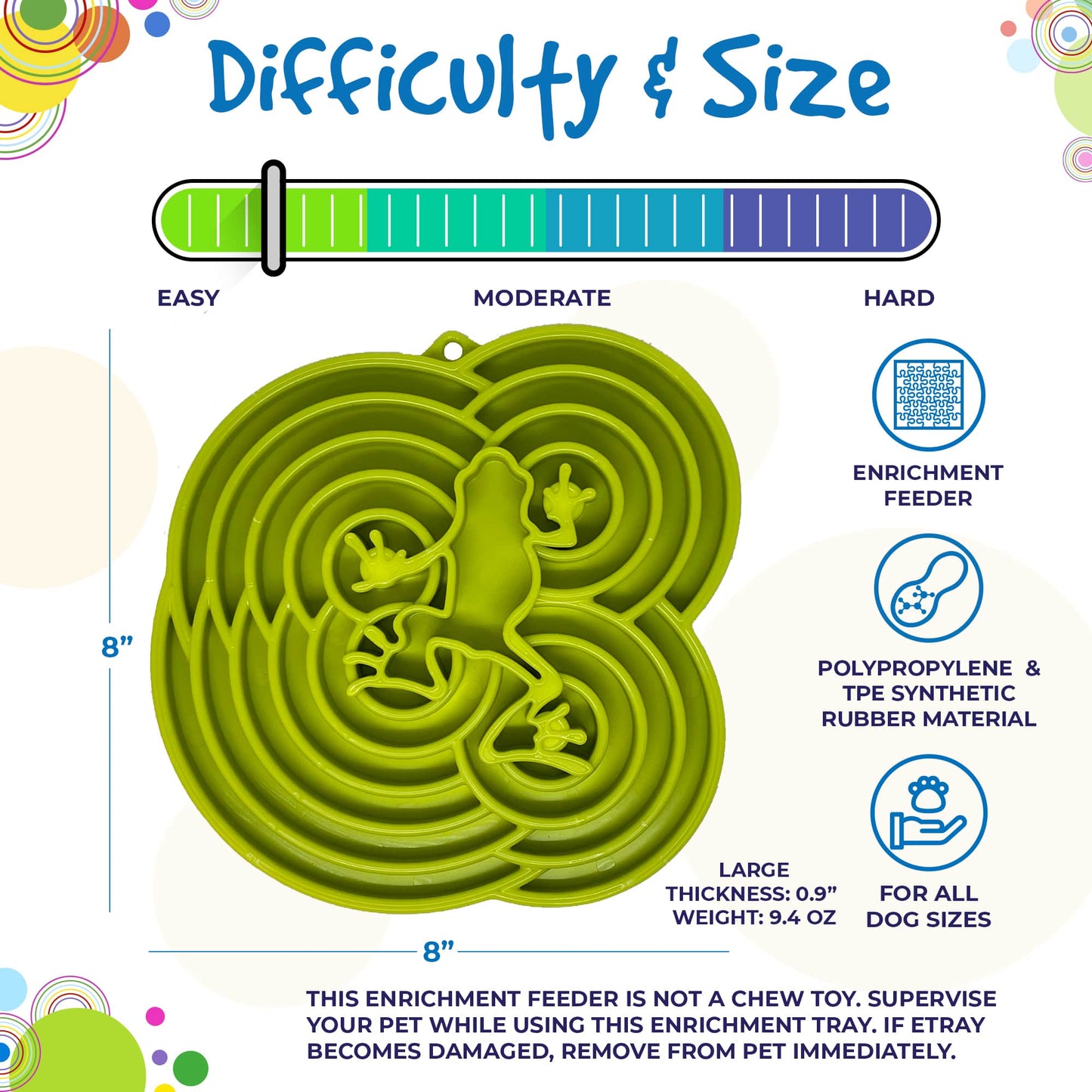 Dog Bowl Water Frog eTray Shallow Slow Feeder Pet Food Dish - Detail Angle 4 | Majestic Pet Kingdom