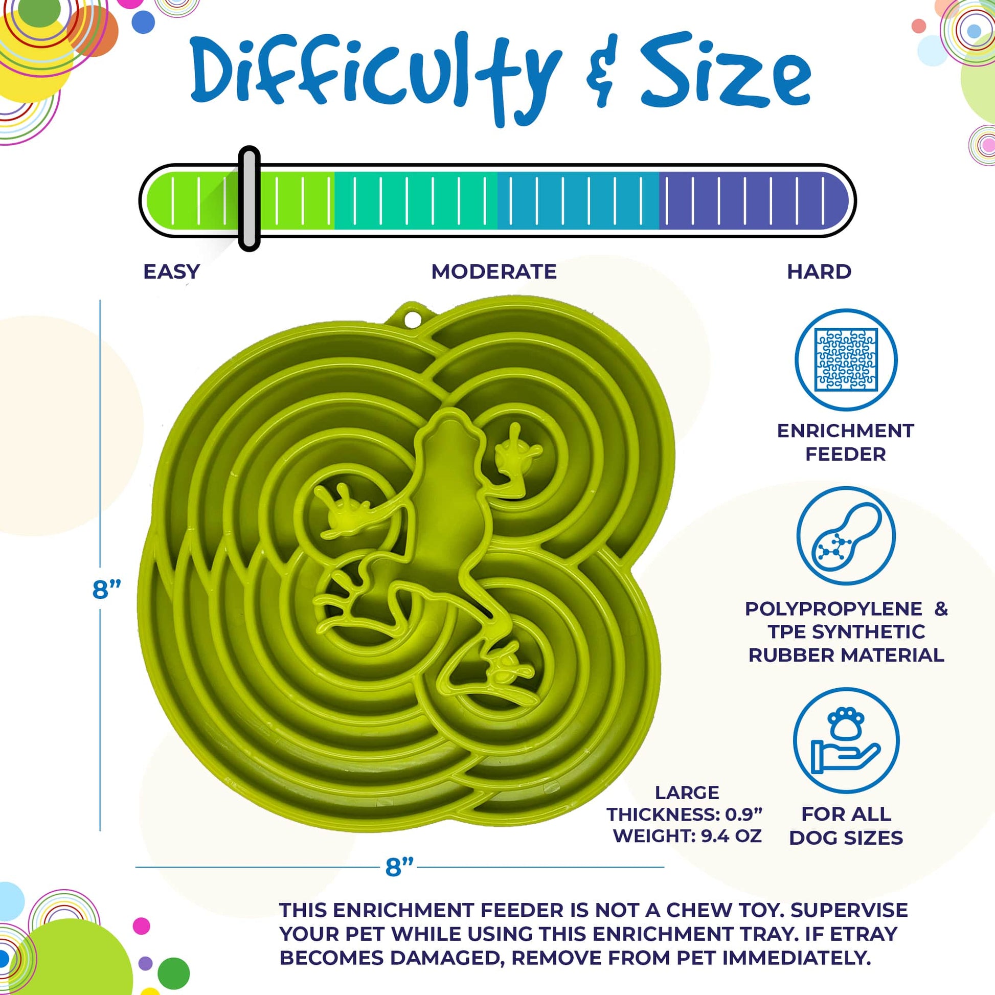 Dog Bowl Water Frog eTray Shallow Slow Feeder Pet Food Dish - Detail Angle 4 | Majestic Pet Kingdom