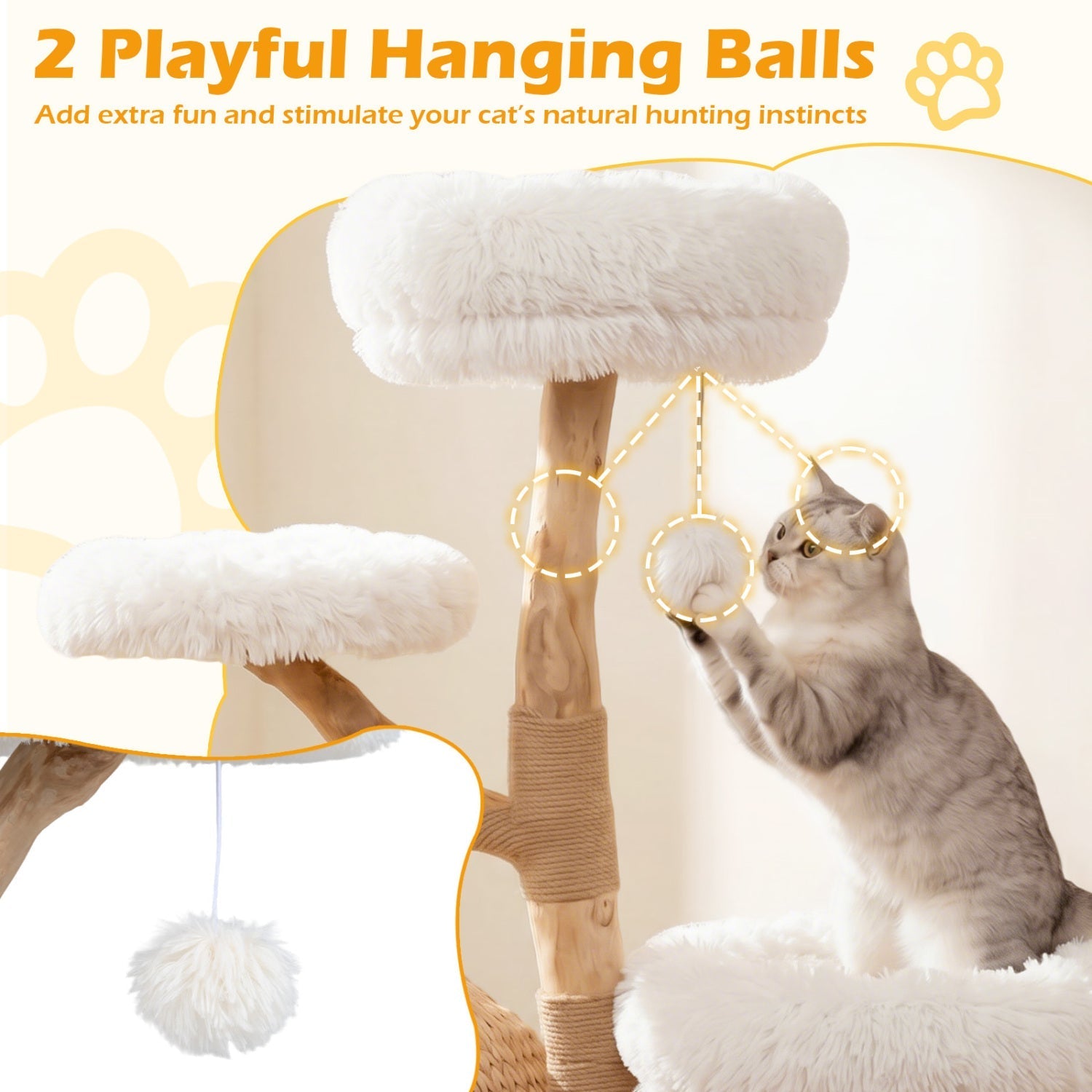 5-Tier Wooden Cat Tree with Woven Condo Plush Perches Jute Posts & Balls | Purrfect Pet Kingdom