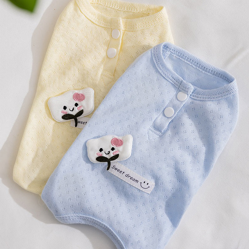 Spring And Summer Dogs, Small And Medium-sized Dogs, Simple And Fashionable Fabric Label Baby Belly Clothes, Cat Four-legged Air-conditioned Suits, Pet Clothes - Premium Pet Accessory