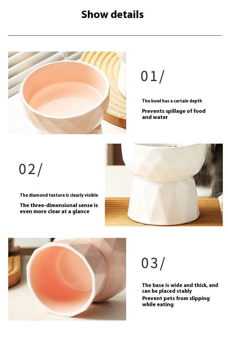 Ceramic High Foot Cervical Protection Pet Bowl - Majestic Pet Kingdom