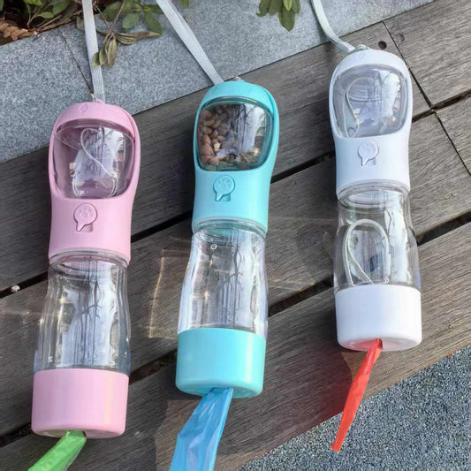 Dog Water Bottle Portable 2-in-1 Outdoor Travel Drinker Feeder - Main Feature View | Majestic Pet Kingdom