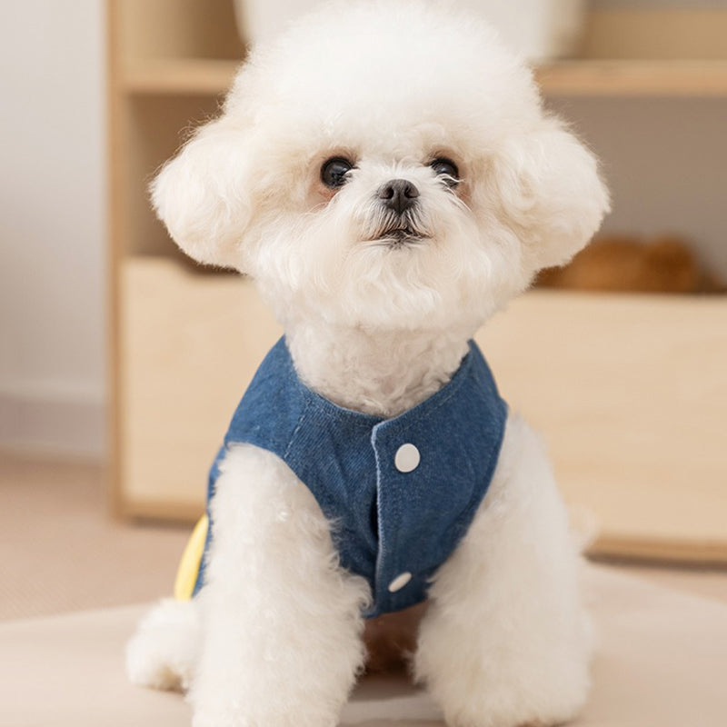 3D Deer Denim Pet Vest, Warm Fleece Lined Pullover For Small Dogs Cats, Winter Costume With Leash Hoo - Majestic Pet Kingdom