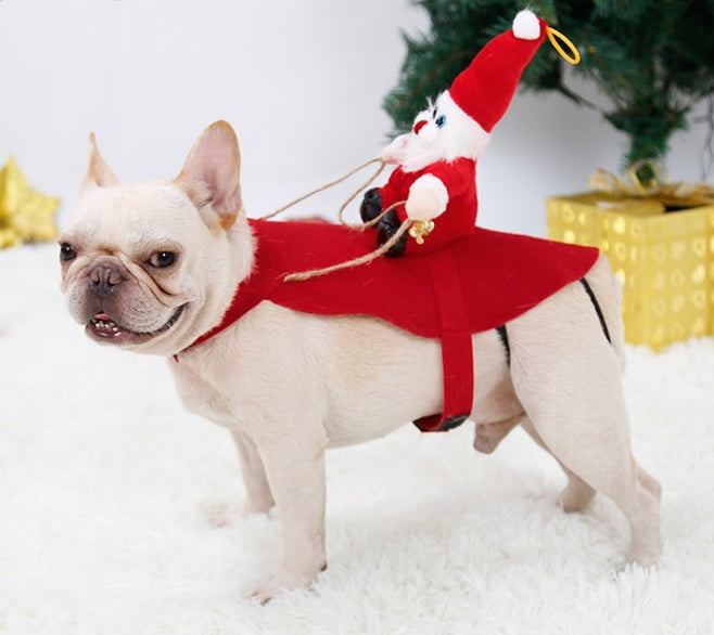 Dog Christmas Clothes Santa Claus Riding Deer - Majestic Pet Kingdom