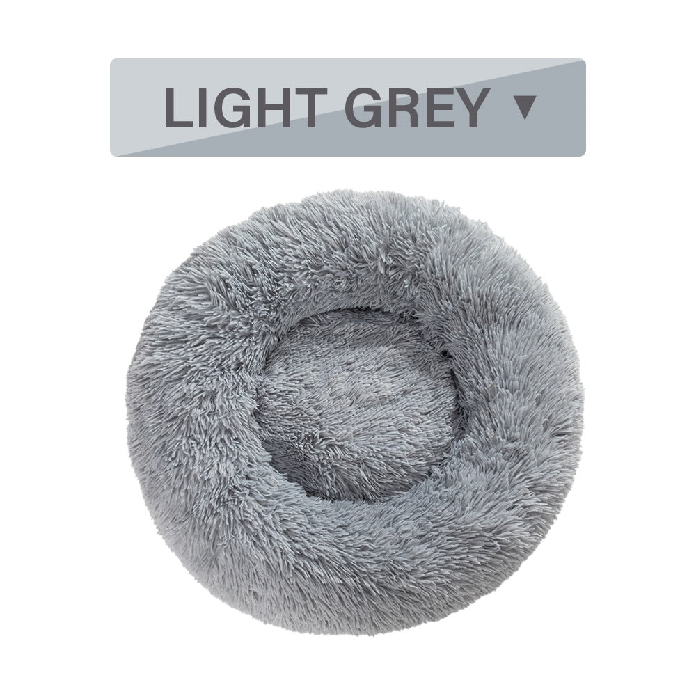 Fluffy Donut Dog Bed Warm Soft Long Plush Pet Cushion Dog House Cat Bed Washable Pet Sofa Mat Calming Samll Large Dog Beds - Majestic Pet Kingdom