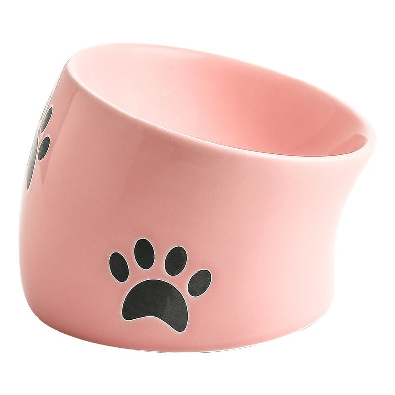 Drinking Water Neck Protection Pet Ceramic Oblique Mouth High Foot Food Basin - Majestic Pet Kingdom