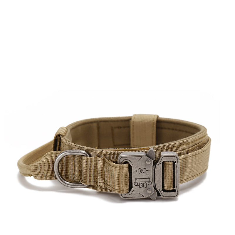 Dog Collar Tactical K9 Military Nylon Handle Metal Buckle Band - Detail Angle 2 | Majestic Pet Kingdom