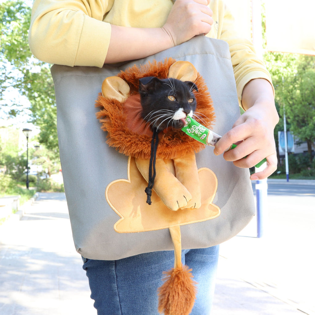 Soft Pet Carriers Lion Design Portable Breathable Bag Cat Dog Carrier Bags Outgoing Travel Pets Handbag With Safety Zippers - Majestic Pet Kingdom