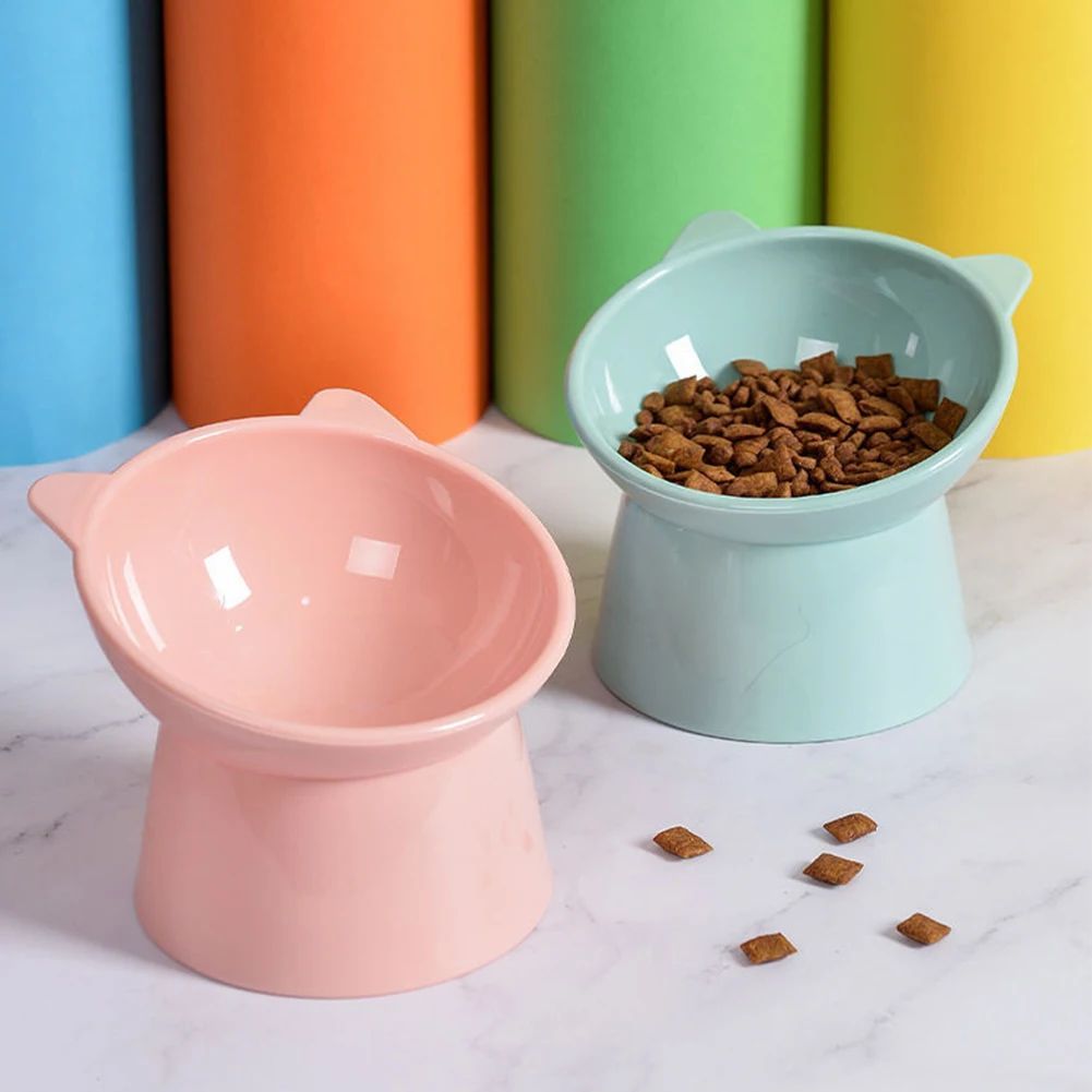 Tilted Cat Food Bowl Elevated Cat Bowl Ergonomic Raised Cat Food Bowl Anti Vomiting Plastic Feeding Bowl Non Slip For Cats Dogs