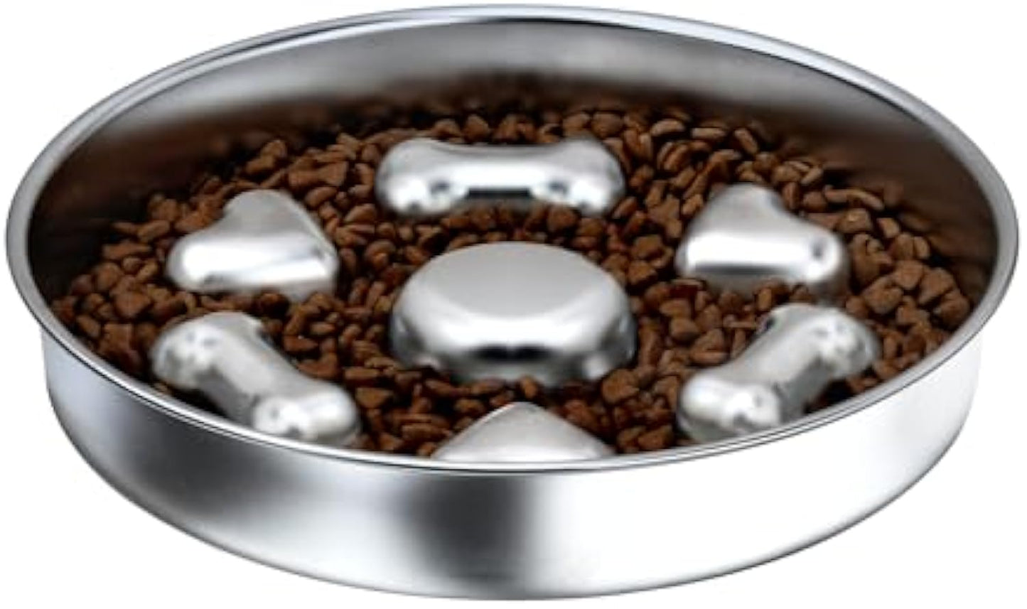 Slow Feeder Dog Bowls  Non-Slip Metal Dog Food Bowls With Heart And Bones Design For Small Medium Large Dogs | Purrfect Pet Kingdom