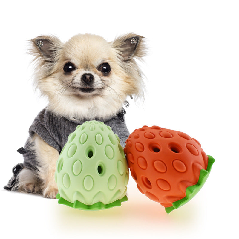 Chew-Resistant Strawberry Food Dispenser Toy