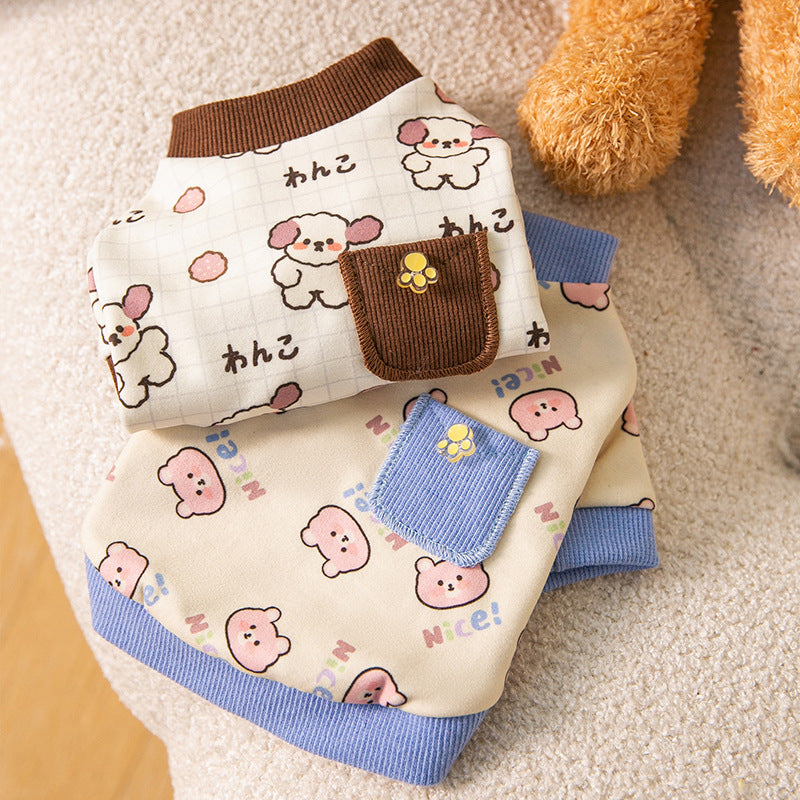 Pet Clothing, Warm Pockets For Autumn And Winter, Bear Home Wear, Base Layer, Cute Style, Two-legged Clothes For Cats, Dogs And Dogs - Premium Pet Accessory
