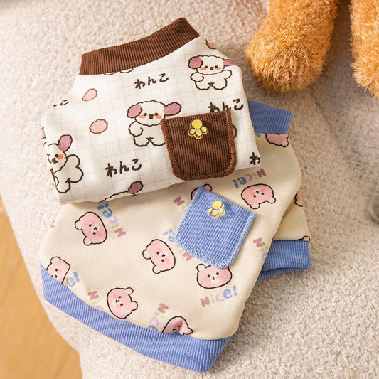 Pet Clothing, Warm Pockets For Autumn And Winter, Bear Home Wear, Base Layer, Cute Style, Two-legged Clothes For Cats, Dogs And Dogs - Premium Pet Accessory