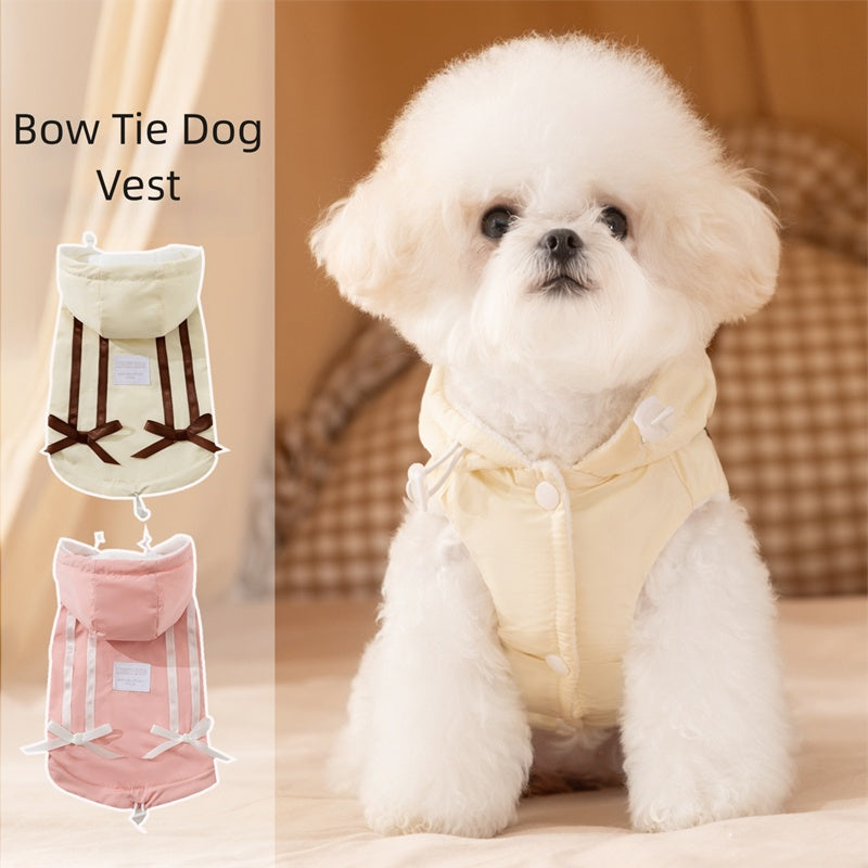 Winter Fleece Cat Clothes, Winter Bow Warm Down Jackets, Anti-shedding Pet Clothes For Kittens And Dogs - Premium Pet Accessory