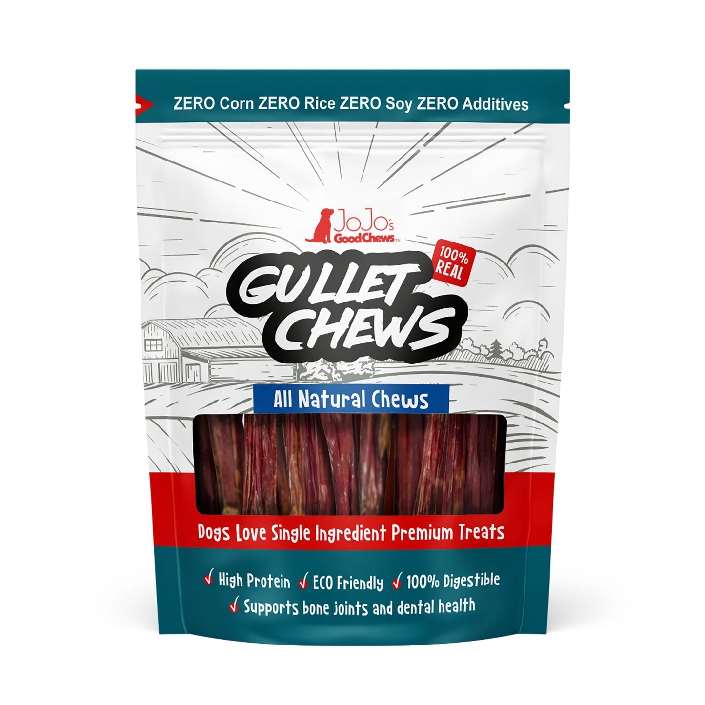 Dog Beef Gullet Sticks 6-Inch Natural Chews Treats 5-Pack