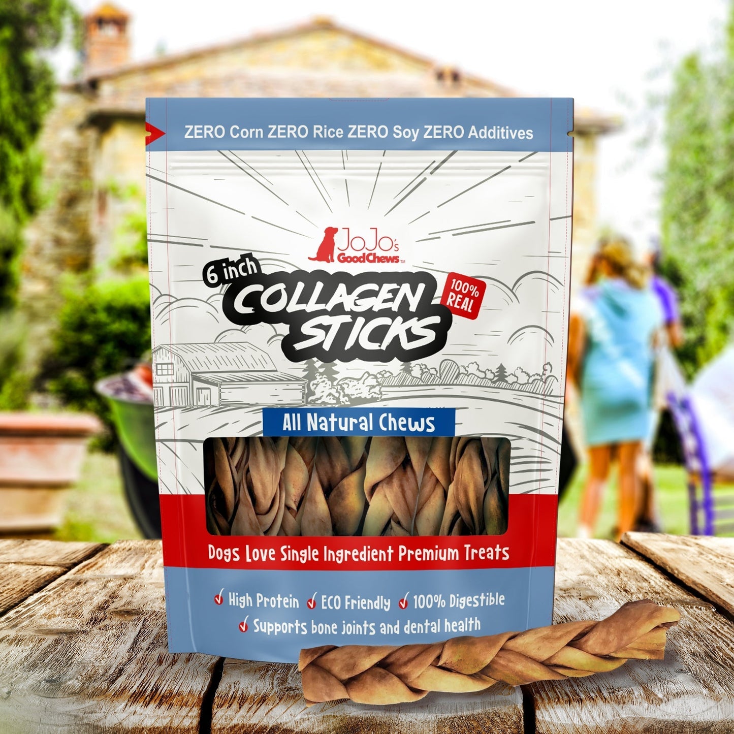 Dog Collagen Sticks 6-Inch Braided Chews Joint Care 4-Pack