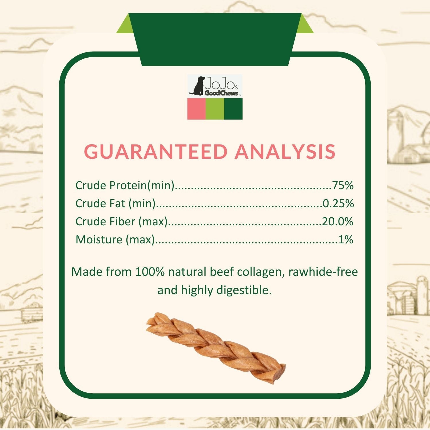 Dog Collagen Sticks 6-Inch Braided Chews Joint Care 4-Pack - Detail Angle 5 | Majestic Pet Kingdom