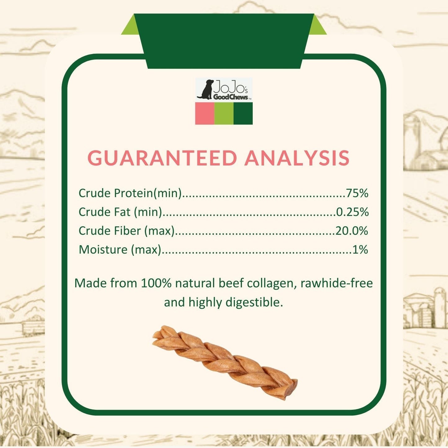 Dog Collagen Sticks 6-Inch Braided Chews Joint Care 4-Pack
