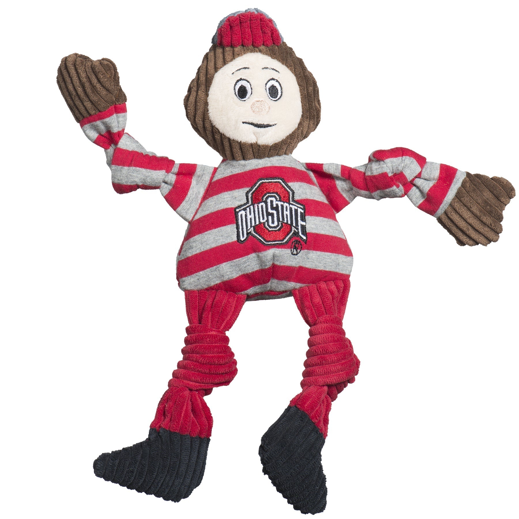 Dog Plush Toy NCAA Ohio State Brutus Buckeye Knottie Squeaker - Detail Angle 3 | Majestic Pet Kingdom