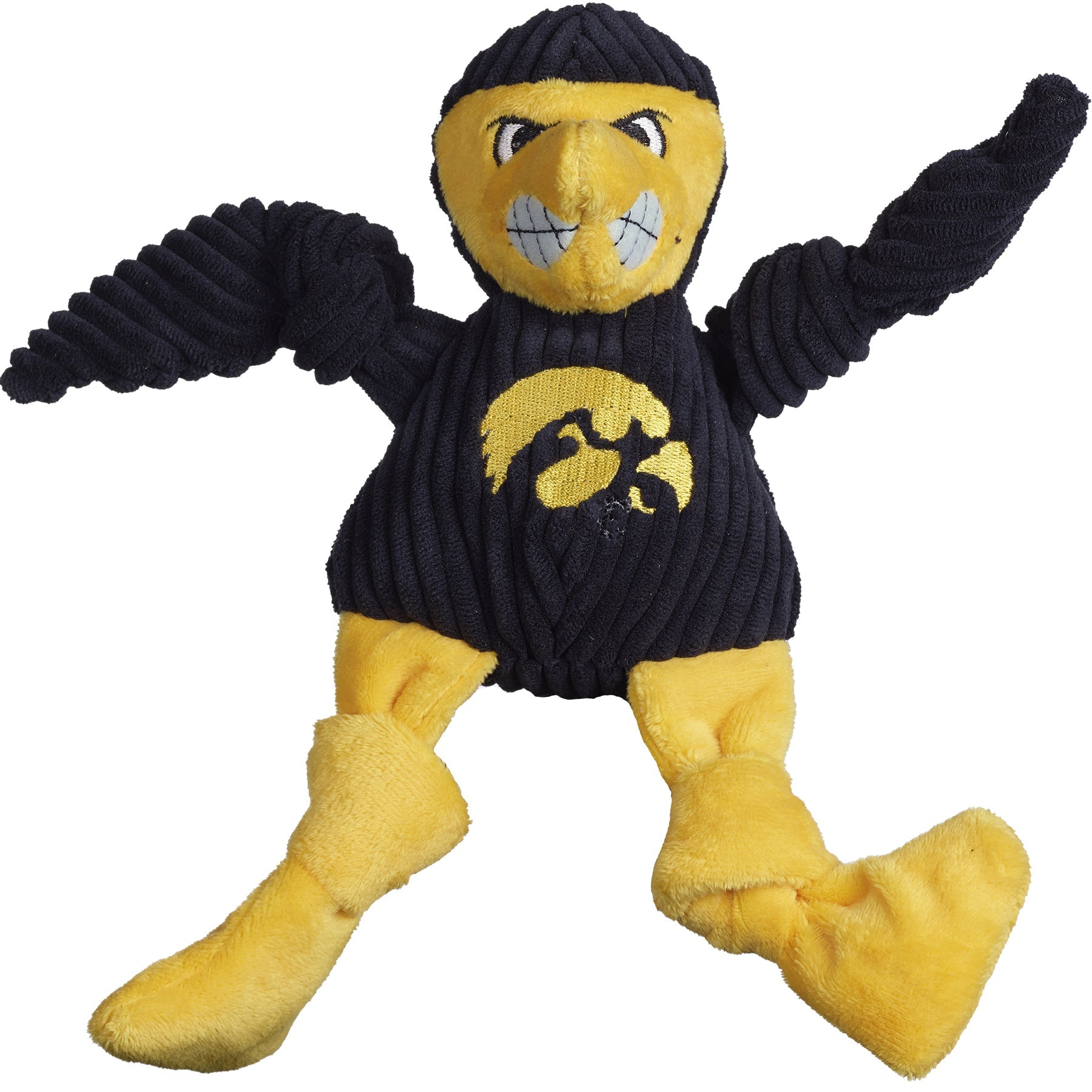 Dog Plush Toy NCAA Iowa Herky the Hawk Mascot Knottie Squeak - Main Feature View | Majestic Pet Kingdom