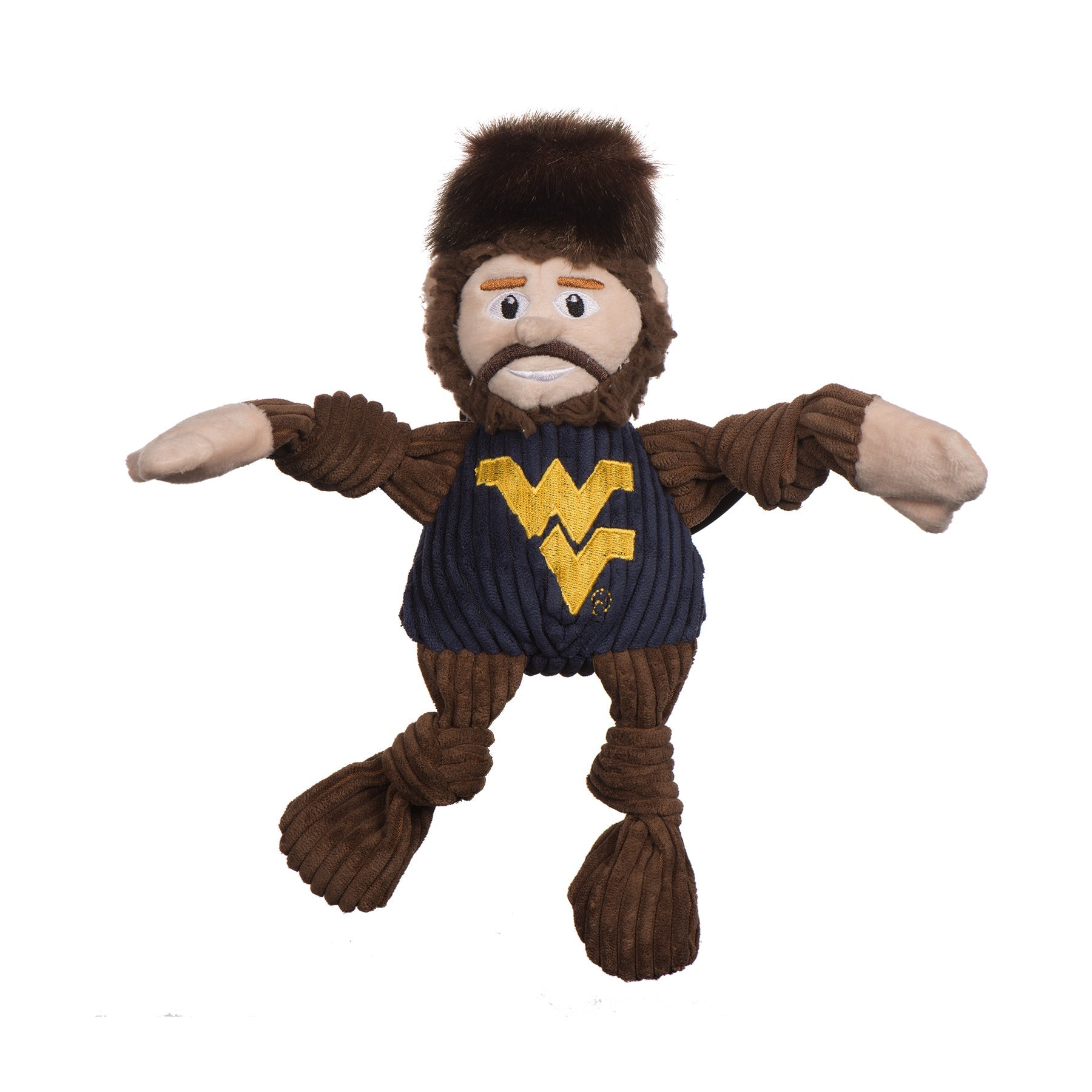 Dog Plush Toy NCAA West Virginia Mountaineer Knottie Squeak - Detail Angle 3 | Majestic Pet Kingdom
