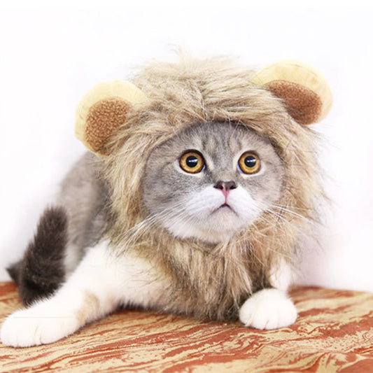 Dog Costume Lion Mane Wig with Ears Cute Party Headwear Scarf