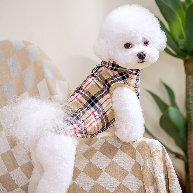 Winter Pet Dog Clothes Heavy Cotton Pet Clothes Jacket Plaid Zipper Down Jacket Pets Supplies - Majestic Pet Kingdom