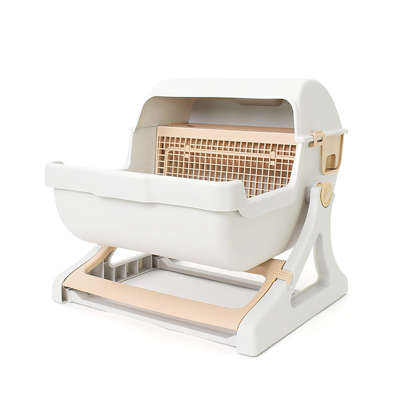 Cat Litter Box Semi-Enclosed Pet Toilet Pan Trainer