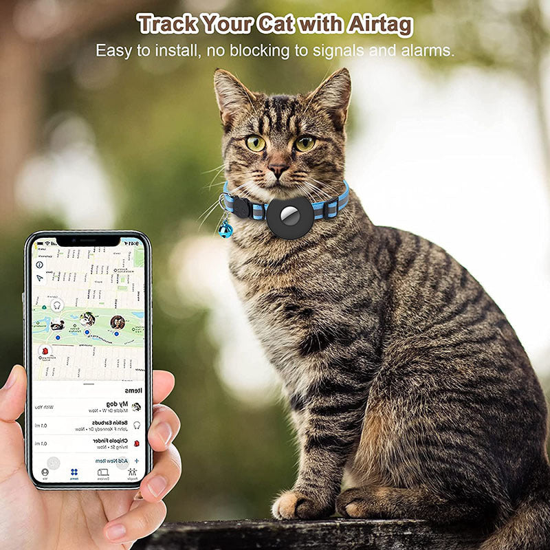 Airtag Pet Collar With Bell Reflective Adjustable Anti-lost Cat Dog | Majestic Pet Kingdom™