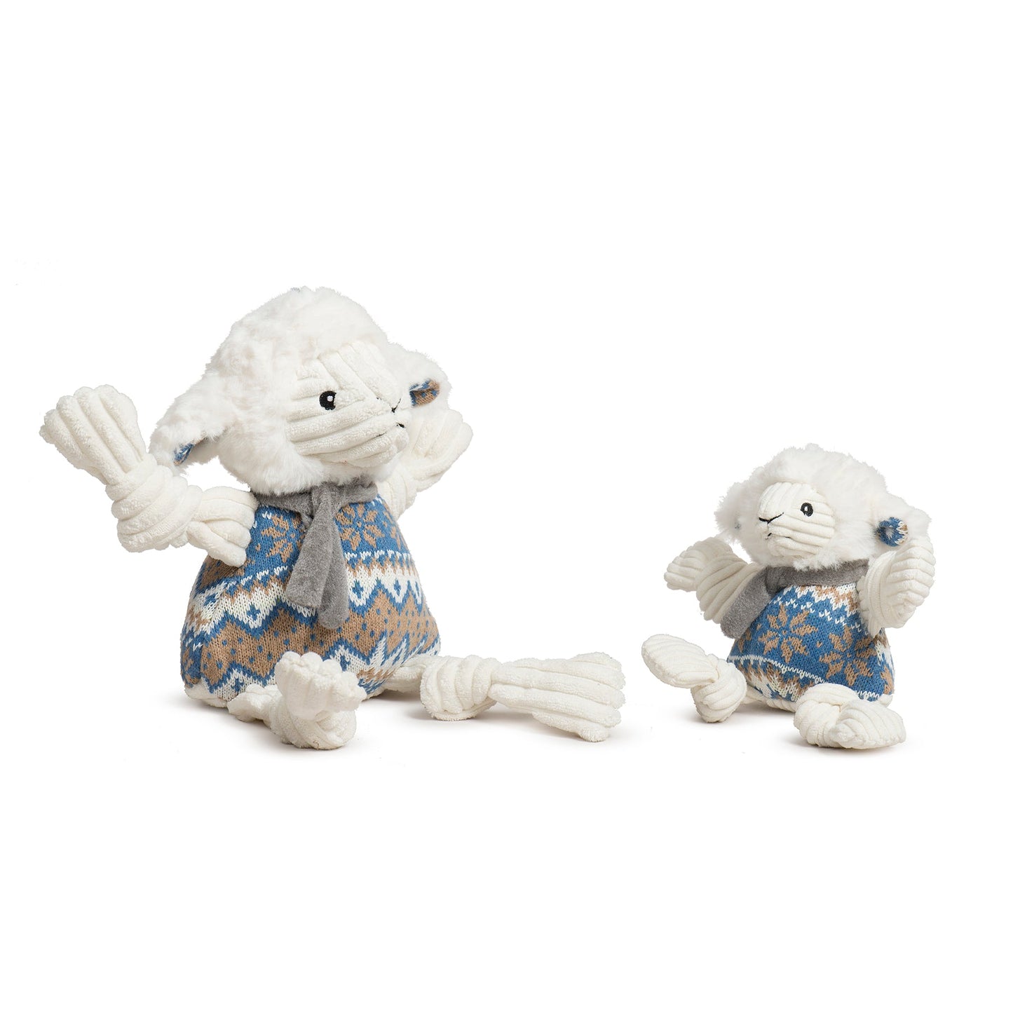 Dog Plush Toy Leo Lamb Knottie Soft Squeaky Stuffed Chew Play - Main Feature View | Majestic Pet Kingdom