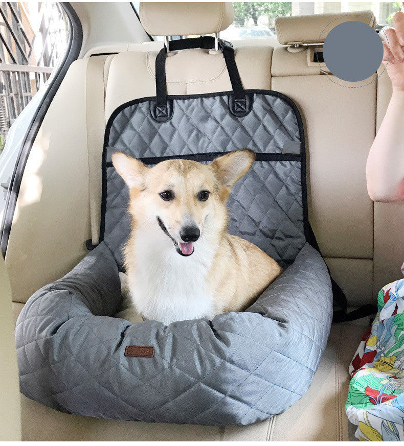 2-in-1 Folding Dog Car Seat Carrier Bed Waterproof Mat