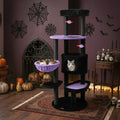 60" Gothic Cat Tower with Plush Perch and Hanging Toys - Majestic Pet Kingdom