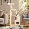 60 Inches Tall Cat Tree with 2-Story Condo and Sisal Scratching Posts-Natural - Majestic Pet Kingdom