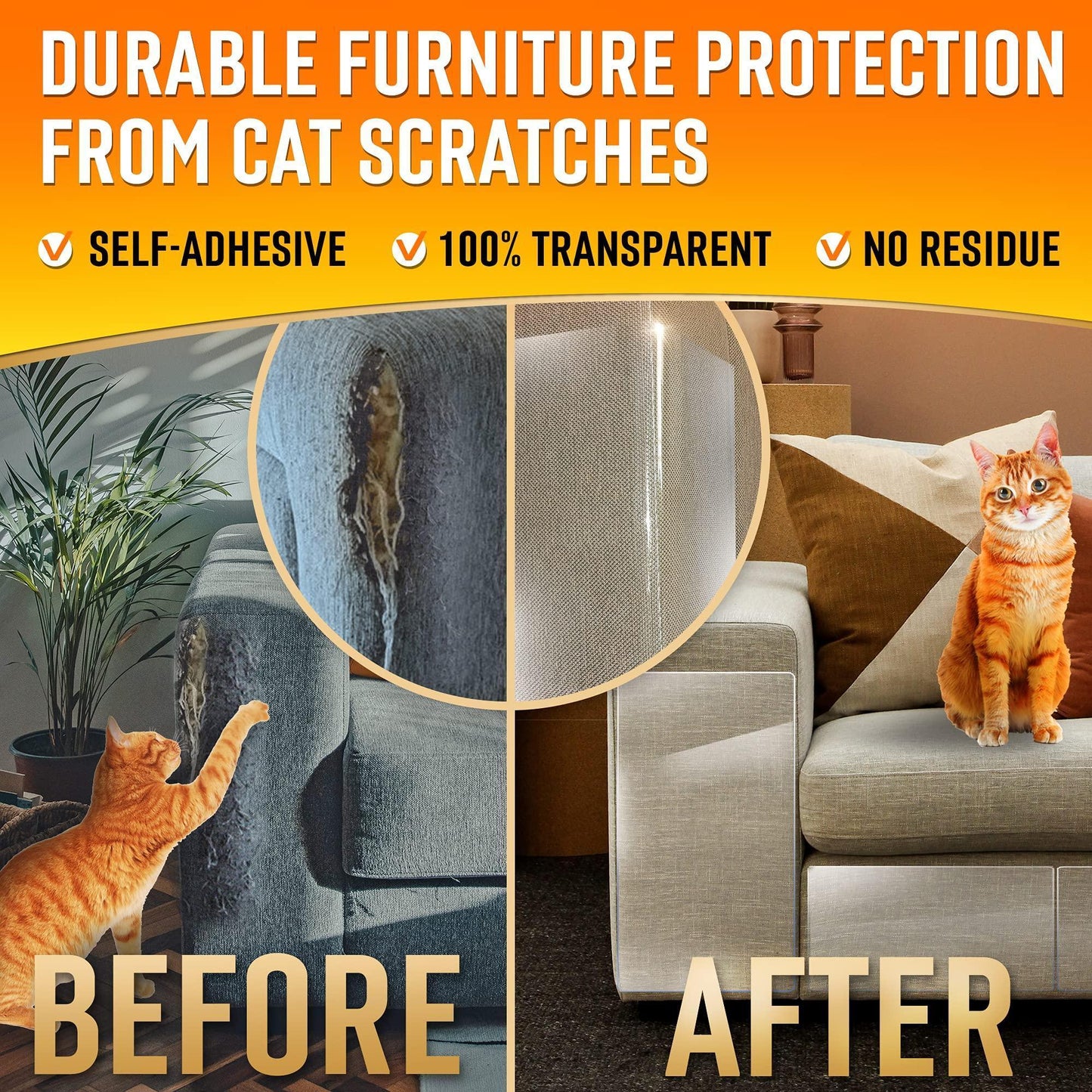 Cat Scratch Furniture Protectors - 10 XL Sofa Sheets