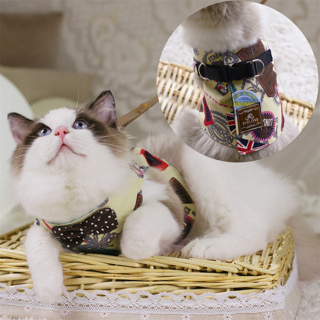 Cute Cat's Chest Back Traction Rope Clothes