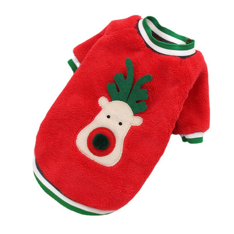 Pet Christmas Clothes Coral Down Dog Sweater Dog Goes Out Christmas Clothes Cats - Majestic Pet Kingdom