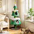 61.5" Christmas Tree Cat Tower with 2 Condos & Scratching Posts - Majestic Pet Kingdom