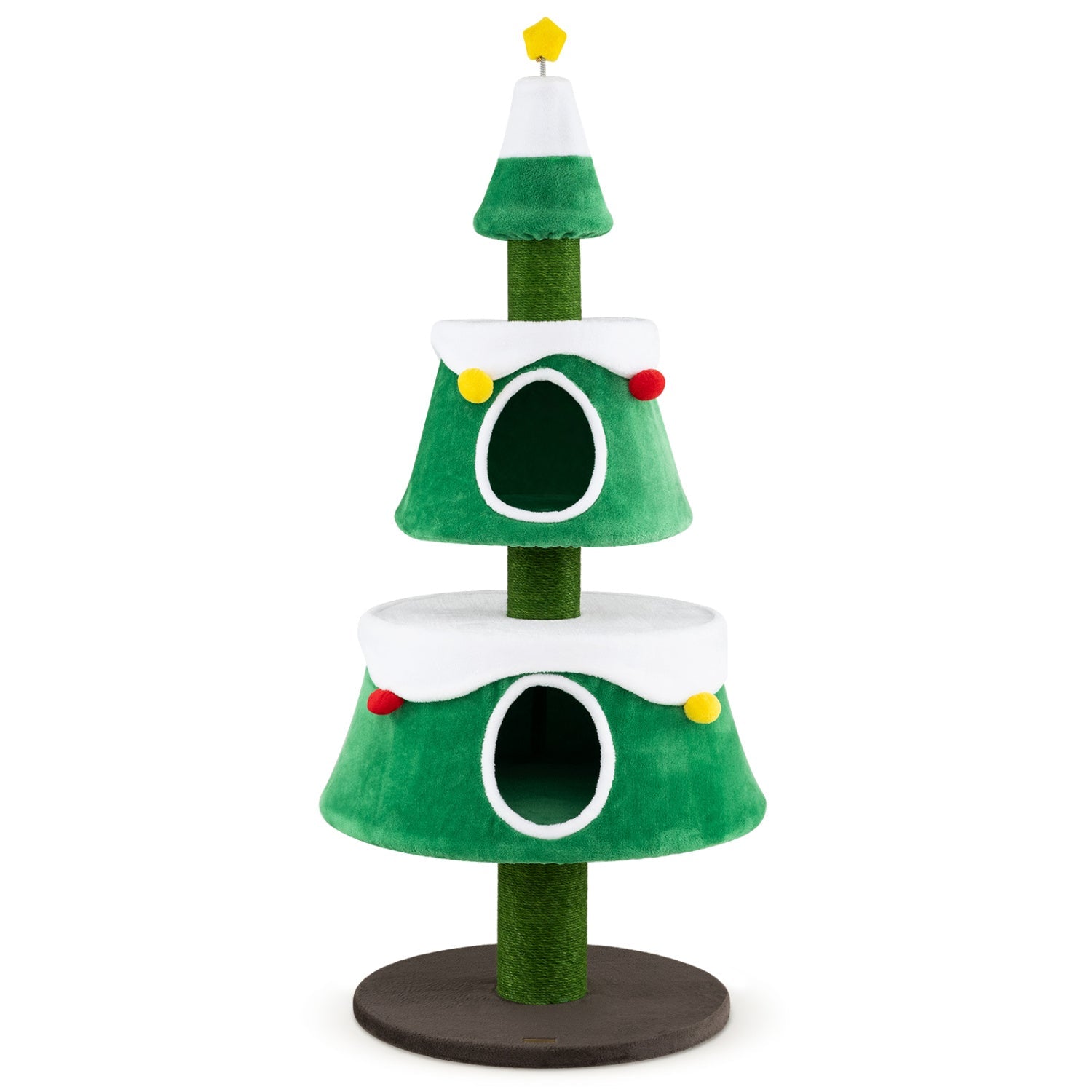 61.5" Christmas Tree Cat Tower with 2 Condos & Scratching Posts - Majestic Pet Kingdom