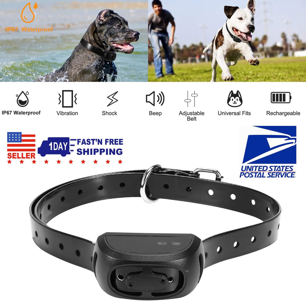 Dog Bark Collar IP67 Waterproof Rechargeable Dog Training Receiver Shock Collar Receiver with Beep Vibration Shock 9 Levels 1640ft Remote Range - Majestic Pet Kingdom