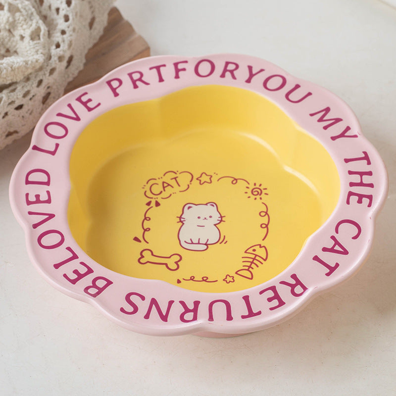 Neck Anti-tumble Acrylic Lace Ceramic Cat Bowl - Majestic Pet Kingdom