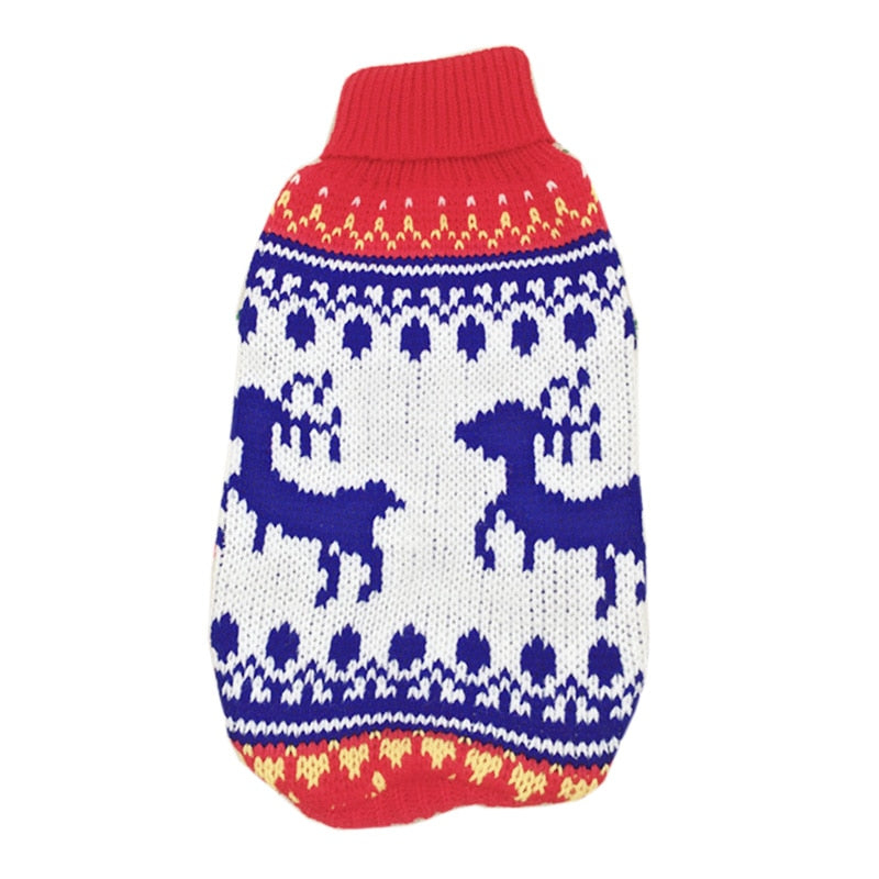 Christmas Maple Snowflake Turtleneck Knitted Sweater Pet Clothes - Majestic Pet Kingdom