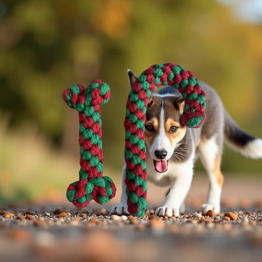Dog Rope Toys Christmas Candy Cane Knotted Cotton Chews 2-Pack - Detail Angle 2 | Majestic Pet Kingdom