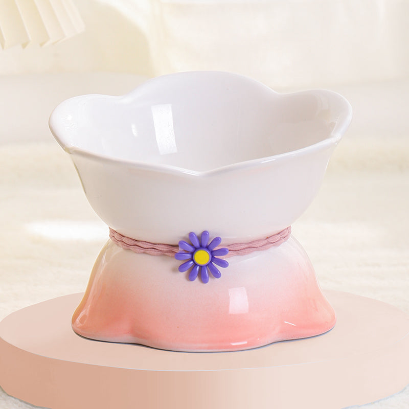 Cute Cat Bowl Ceramic Flower Gradient - Majestic Pet Kingdom