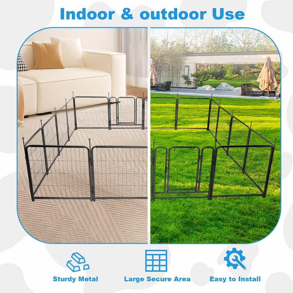 16 Panels Dog Playpen for outdoor,yard,camping,24"Height dog fence with 2 doors. - Majestic Pet Kingdom