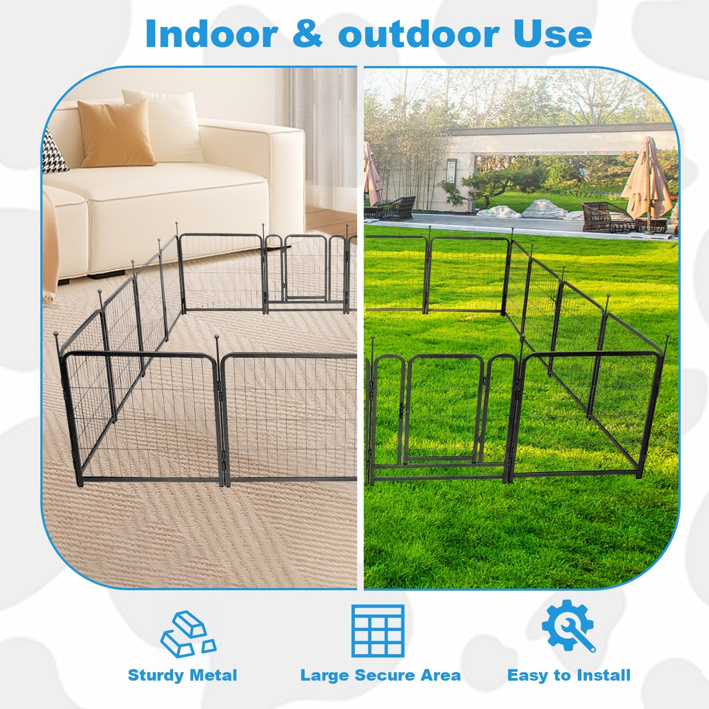 Dog Playpen 16-Panel 24-Inch Outdoor Metal Exercise Fence 2 Doors - Detail Angle 7 | Majestic Pet Kingdom