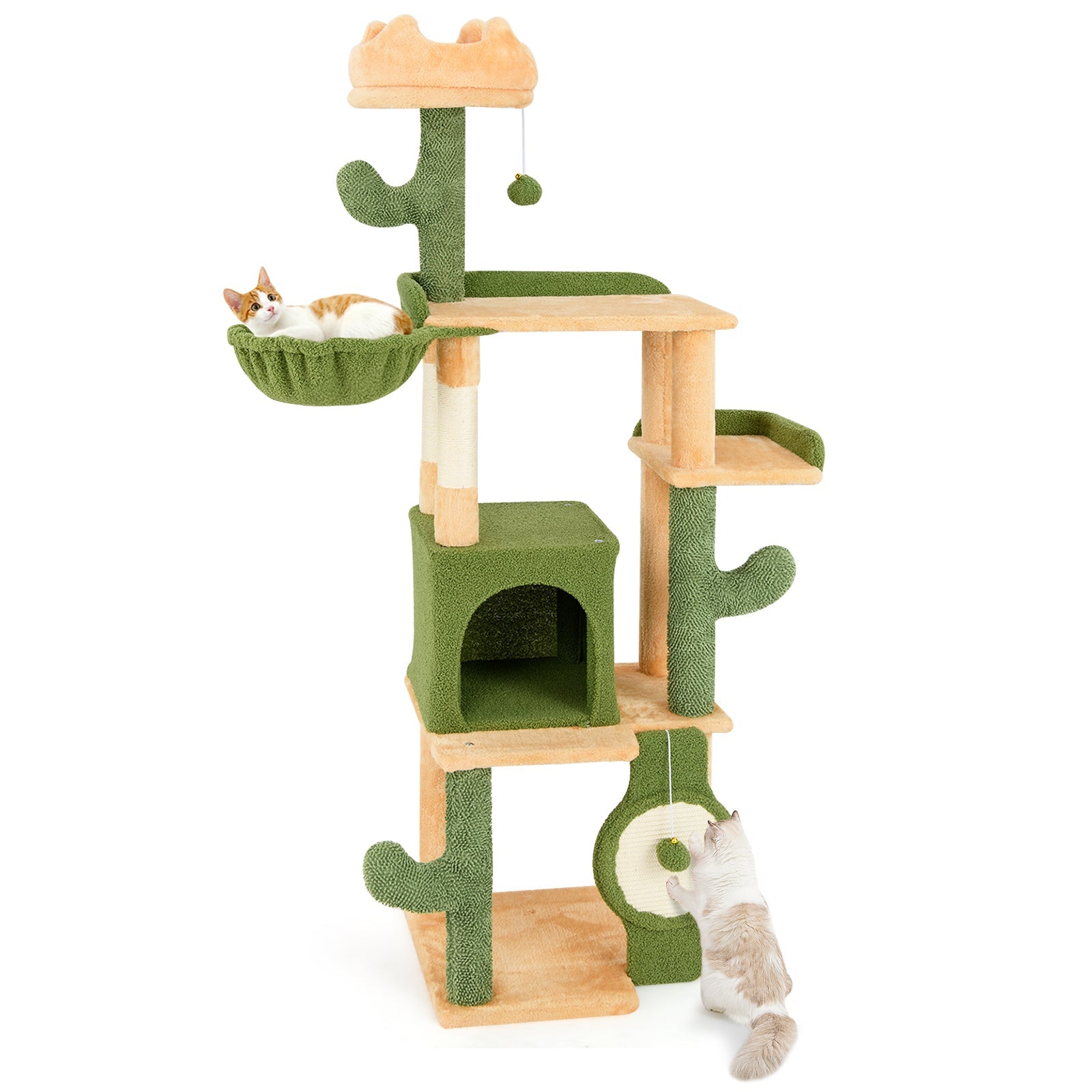 63 Inch Cactus Cat Tree with Sisal Scratching Posts and Board for Indoor Cats - Majestic Pet Kingdom