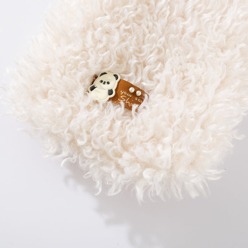 The Fluffy Sheep Wool Pet Vest, The Cute Panda Badge And The Warm Winter Coat Are For Small Cats And Dogs