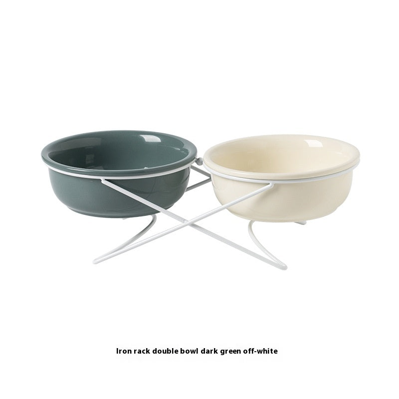 Ceramic Bowl Food Basin Drinking Bowl Food Bowl Pet Supplies Ceramic Double Cat Bowl - Majestic Pet Kingdom
