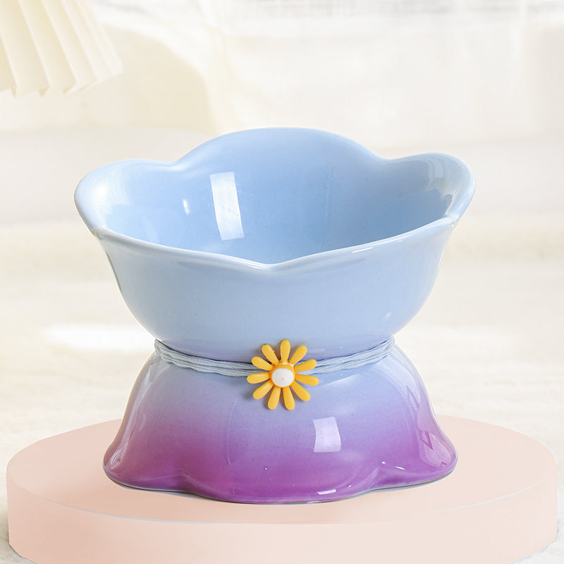 Cute Cat Bowl Ceramic Flower Gradient - Majestic Pet Kingdom