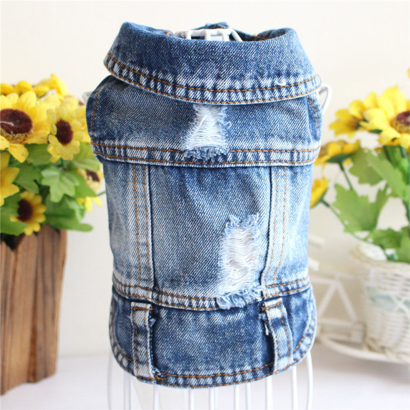 Pet Dog Cat Blue Denim Jeans Jacket Coat Vest | Purrfect Pet Kingdom